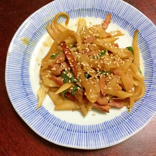 チャーシューとはやとうりの炒め物＠焼き肉のタレ味！